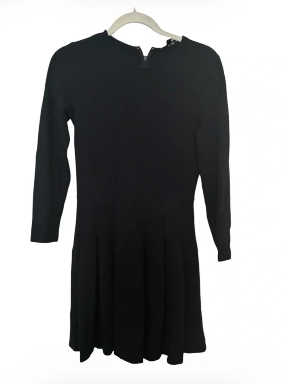 J. Crew Womens A Line Dress Black Pleated Long Sleeve‎ Sz 4